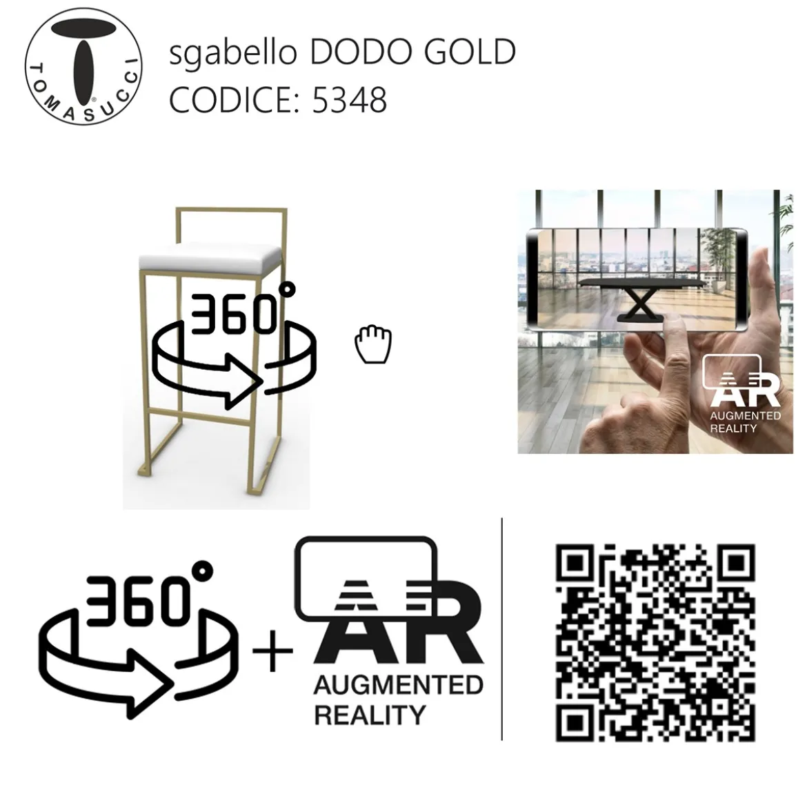 Dodo gold sgabello pelle sintetica bianca struttura metallo colore oro opaco cm.h88 l41 p41