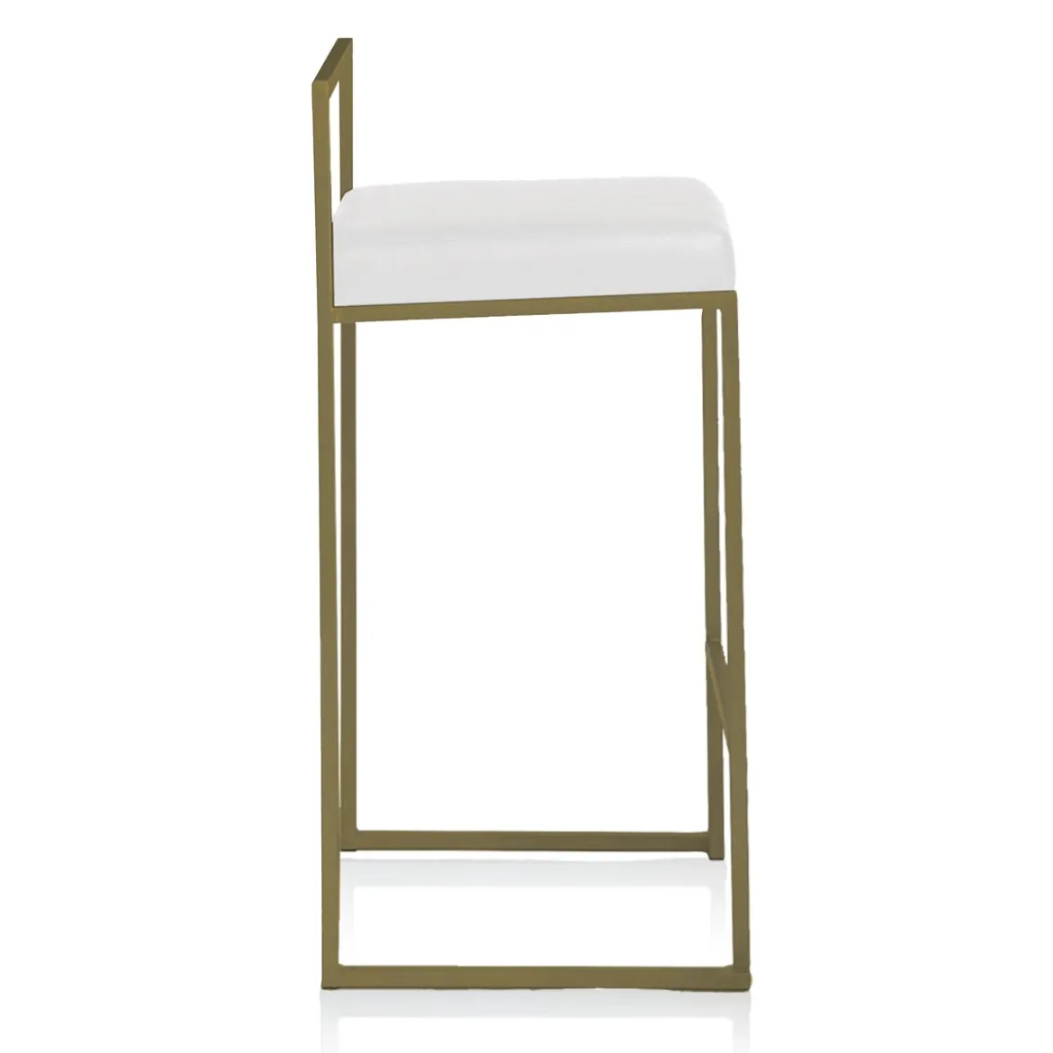 Dodo gold sgabello pelle sintetica bianca struttura metallo colore oro opaco cm.h88 l41 p41