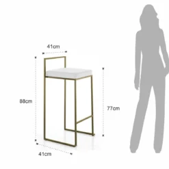 Dodo gold sgabello pelle sintetica bianca struttura metallo colore oro opaco cm.h88 l41 p41