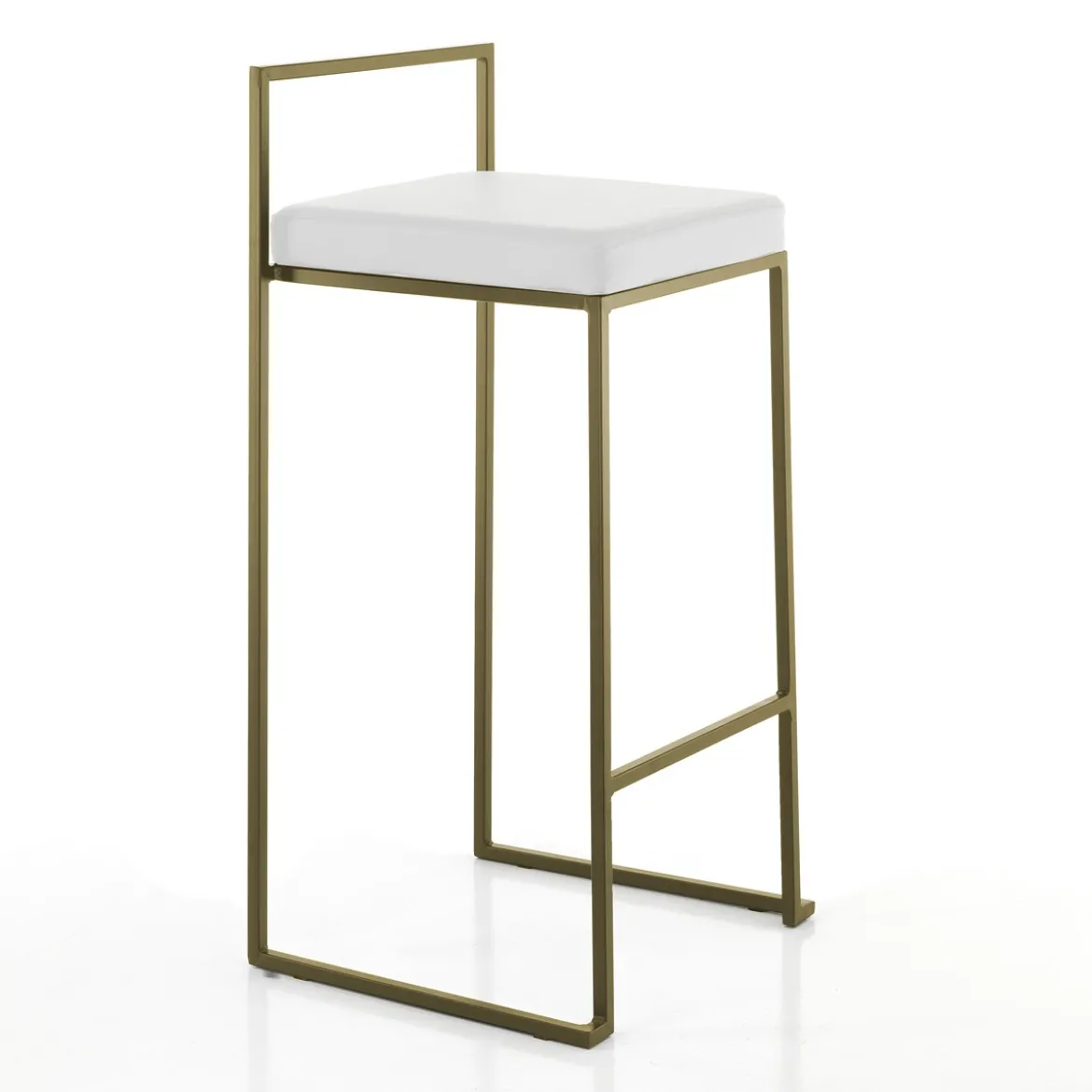 Dodo gold sgabello pelle sintetica bianca struttura metallo colore oro opaco cm.h88 l41 p41