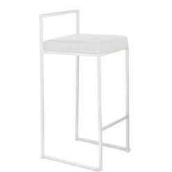 Dodo white sgabello in pelle sintetica e metallo colore bianco 41x41xh88