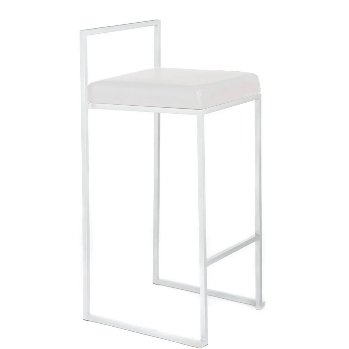 Dodo white sgabello in pelle sintetica e metallo colore bianco 41x41xh88