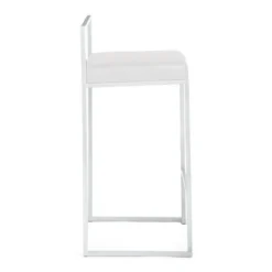 Dodo white sgabello in pelle sintetica e metallo colore bianco 41x41xh88