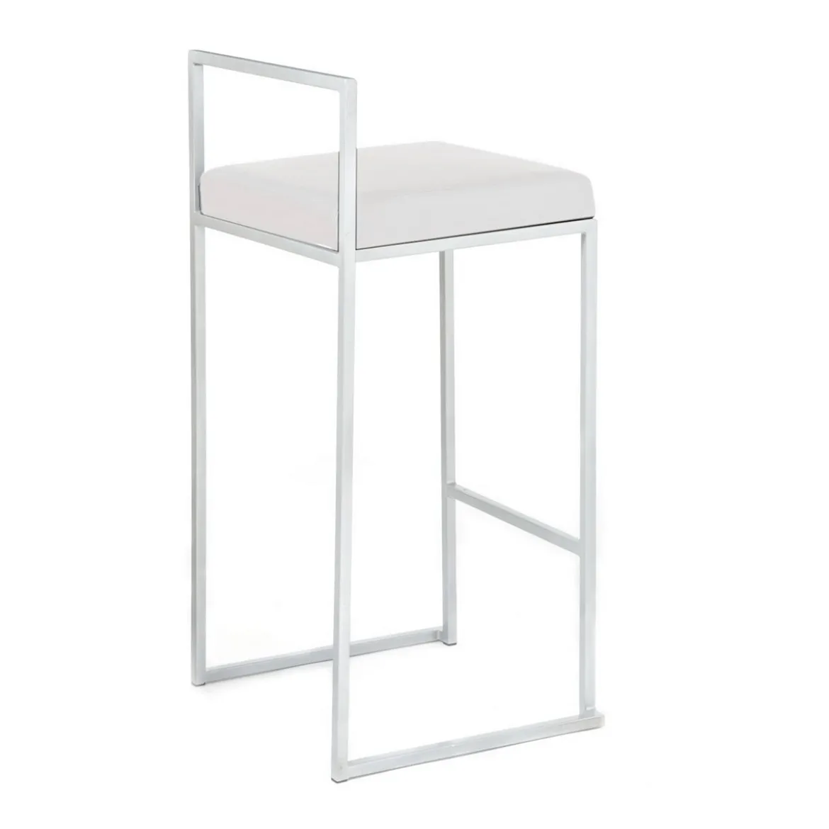 Dodo white sgabello in pelle sintetica e metallo colore bianco 41x41xh88