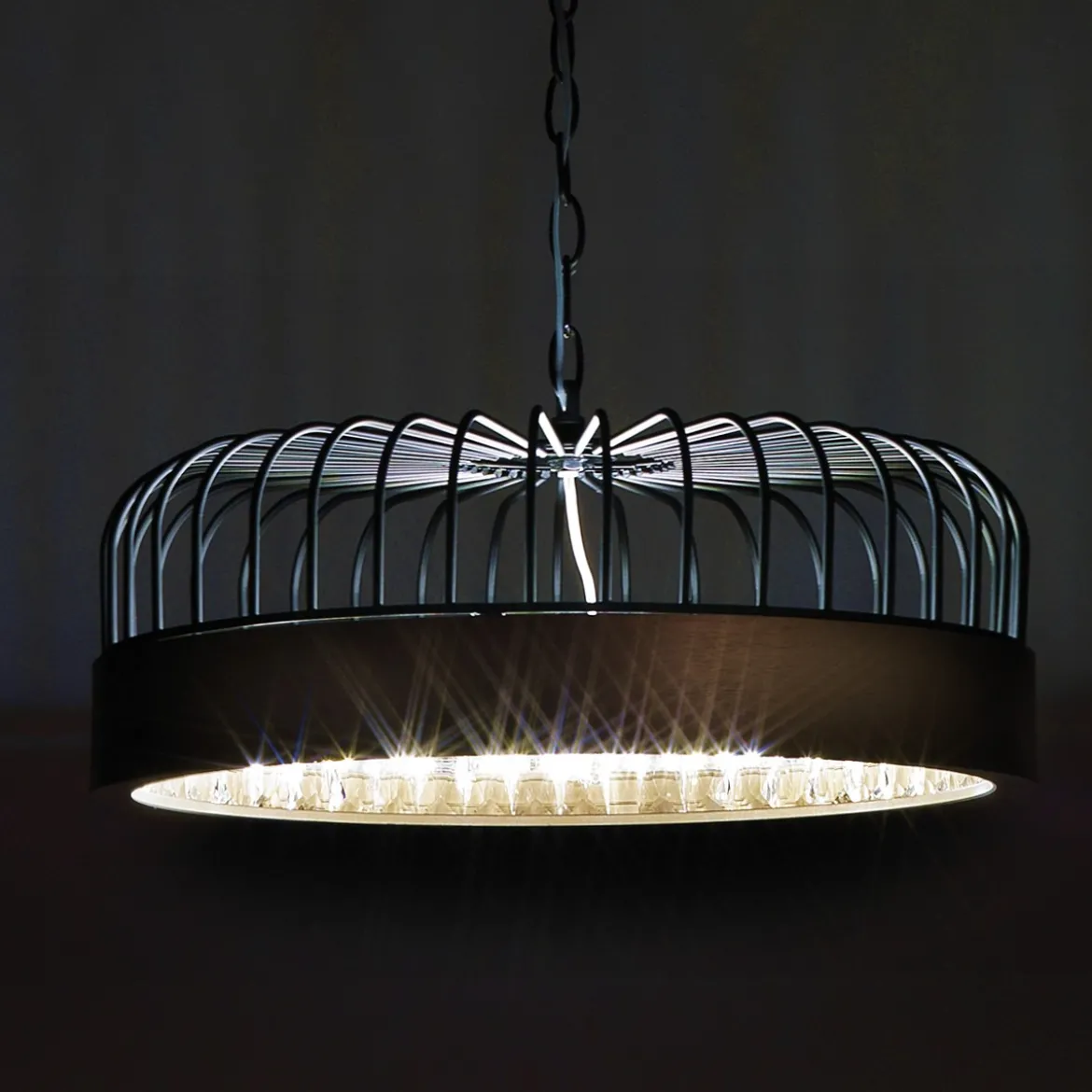 Dome mike lampadario in filo di metallo nero opaco d23 h34 cm