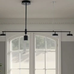 Domino black lampadario led in alluminio nero opaco con 3 luci direzionabili 120x10 h70 cm
