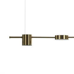 Domino led mind lampadario in alluminio colore ottone anticato opaco regolabile 160x10 h130 cm