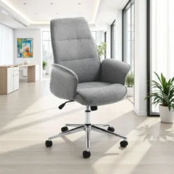Dony high grey poltrona da ufficio regolabile e girevole in tessuto grigio con ruote 62x68 h102/110 cm