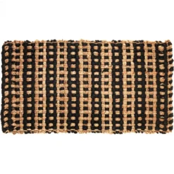 Doria tappeto bagno in juta colore naturale e nero finitura artigianale 60x110 cm