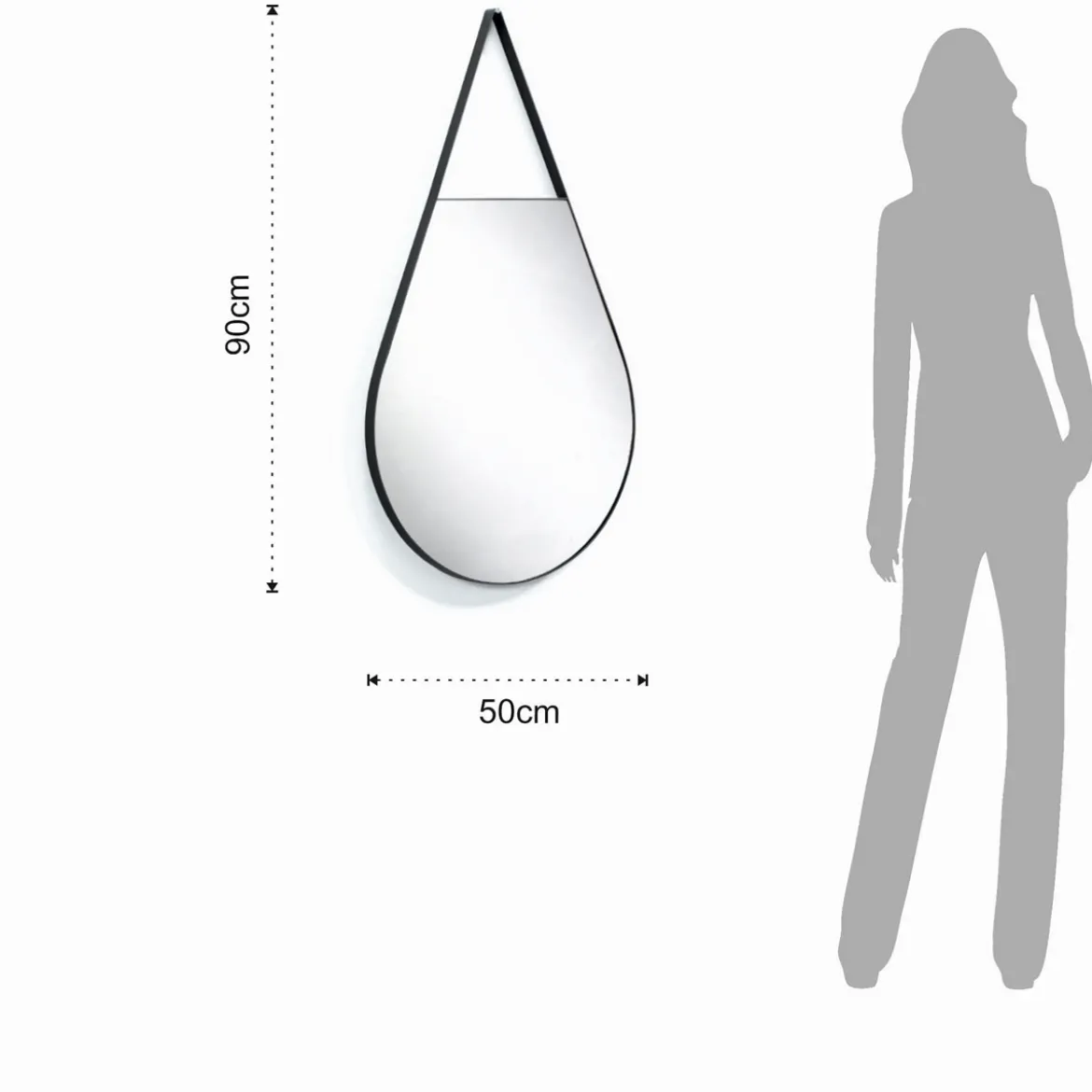 Drop evolution specchio da parete in acciaio verniciato antracite opaco 50x2.5 h90 cm