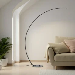 Drop lampada da terra led in alluminio nero opaco e acrilico bianco 130x32 h175 cm