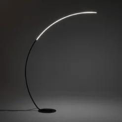 Drop lampada da terra led in alluminio nero opaco e acrilico bianco 130x32 h175 cm