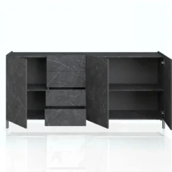 Eddy black marble madia grande finitura marmo nero opaco cm. h.84 l.174 p.40 made in italy