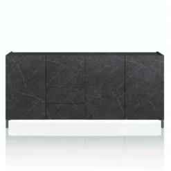 Eddy black marble madia grande finitura marmo nero opaco cm. h.84 l.174 p.40 made in italy