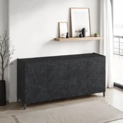 Eddy black marble madia grande finitura marmo nero opaco cm. h.84 l.174 p.40 made in italy