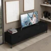 Eddy black marble porta tv 1 anta ribalta e 2 cassetti finitura marmo nero opaco 160x40xh42 cm