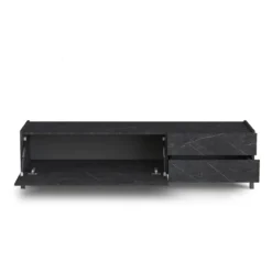 Eddy black marble porta tv 1 anta ribalta e 2 cassetti finitura marmo nero opaco 160x40xh42 cm