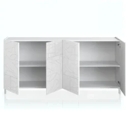 Eddy graphic madia grande laccata colore bianco lucido ante serigrafate cm. h.84 l.174 p.40 made in italy