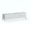 Eddy milano porta tv 1 anta e 2 cassetti laccato bianco lucido top finitura marmo calacatta opaco 160x40xh42 cm