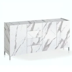 Eddy white marble madia grande finitura marmo bianco calacatta opaco cm. h.84 l.174 p.40 made in italy