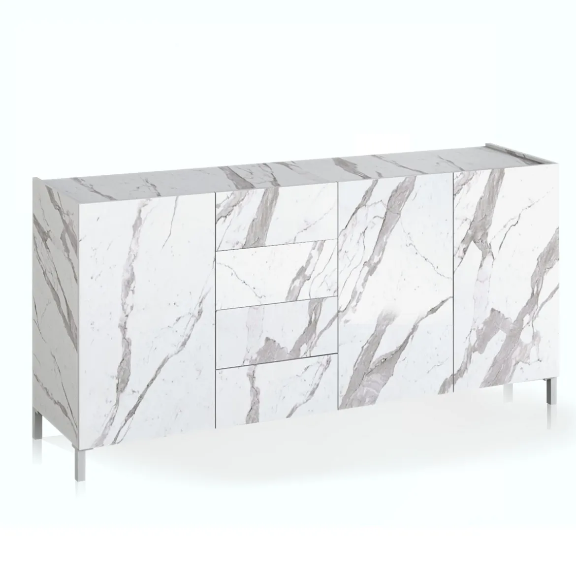 Eddy white marble madia grande finitura marmo bianco calacatta opaco cm. h.84 l.174 p.40 made in italy