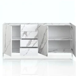 Eddy white marble madia grande finitura marmo bianco calacatta opaco cm. h.84 l.174 p.40 made in italy