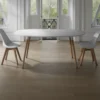 Ego Wood Tavolo Ovale Allungabile verniciato top bianco opaco e gambe in legno massello finitura rovere 170-220-270 x 105 cm