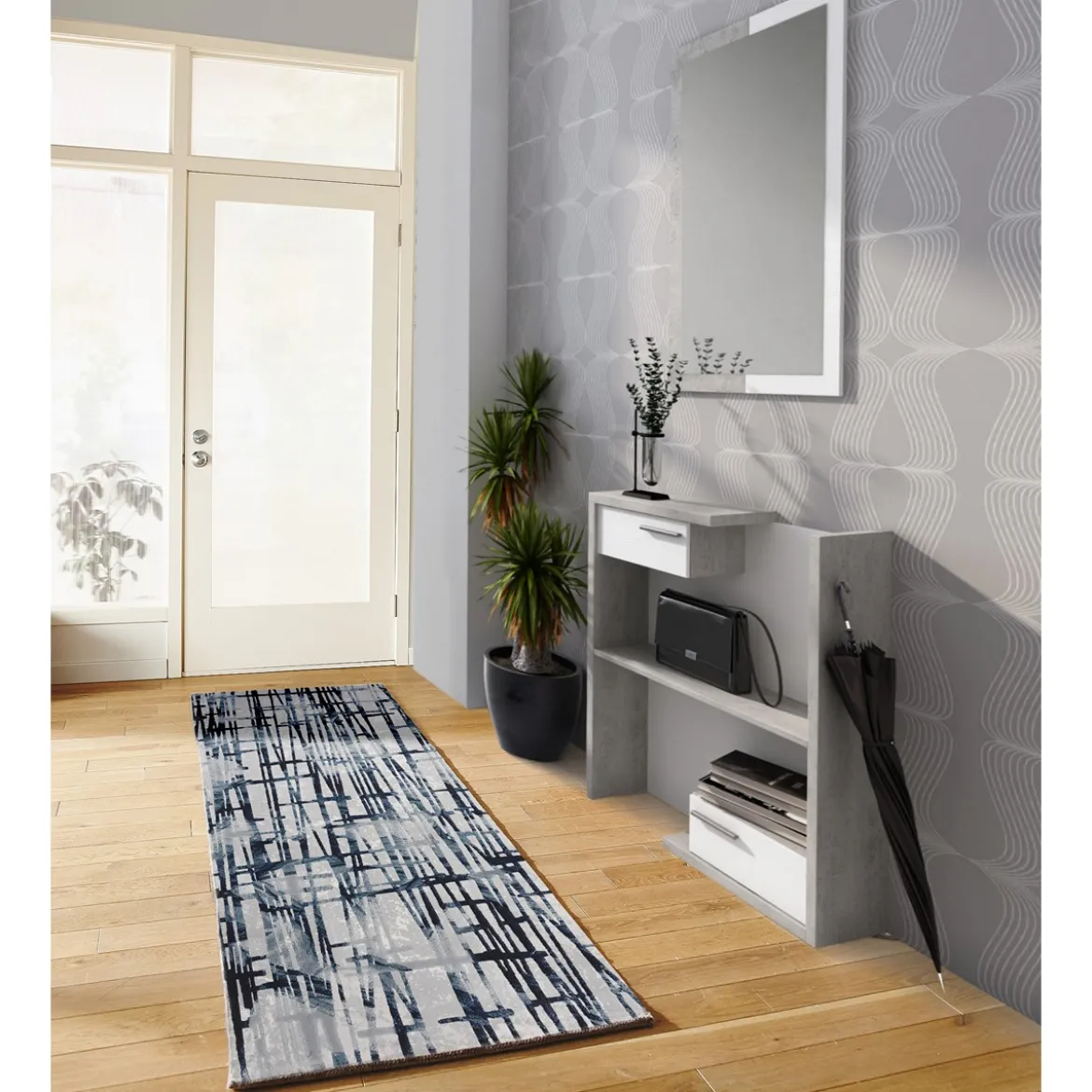Elegant blue 06 tappeto corsia 100% polipropilene cm 80 x 150