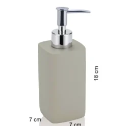 Elegant dispenser portasapone in ceramica colore tortora 7x7 h18 cm