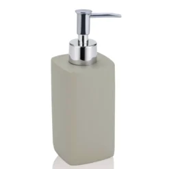 Elegant dispenser portasapone in ceramica colore tortora 7x7 h18 cm