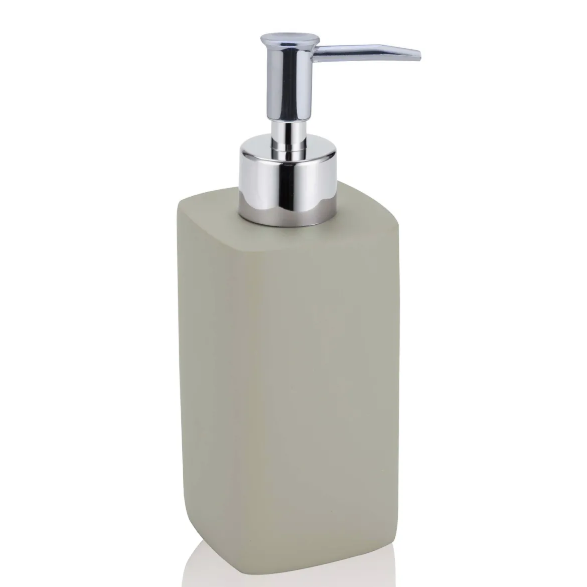 Elegant dispenser portasapone in ceramica colore tortora 7x7 h18 cm