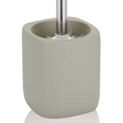 Elegant portaspazzolino toilette in ceramica colore tortora 10x10 h12/38 cm