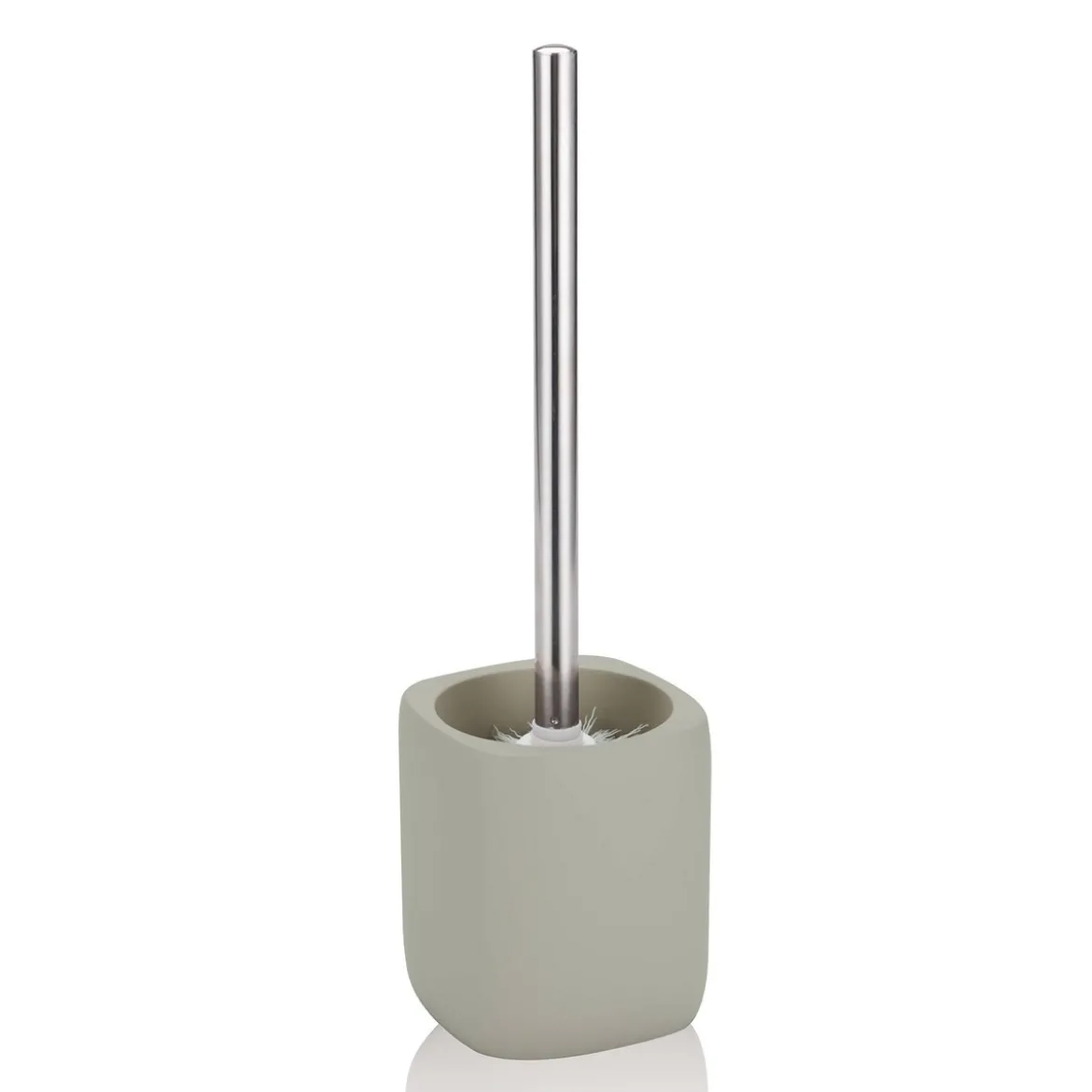 Elegant portaspazzolino toilette in ceramica colore tortora 10x10 h12/38 cm