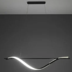 Elika lampadario led in alluminio nero opaco cavo regolabile 100x25 h16 cm