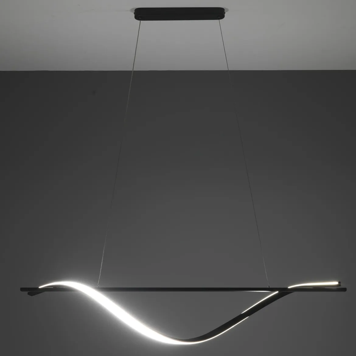 Elika lampadario led in alluminio nero opaco cavo regolabile 100x25 h16 cm