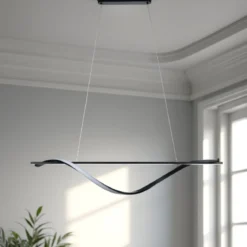 Elika lampadario led in alluminio nero opaco cavo regolabile 100x25 h16 cm