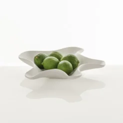 Ely centrotavola / svuotatasche in ceramica colore bianco finitura opaca 28x28x6 cm