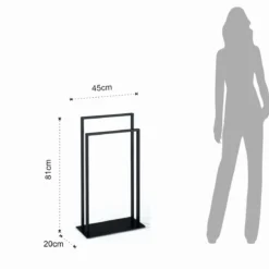 Emori colonna porta asciugamani in acciaio nero opaco 45x20xh81 cm