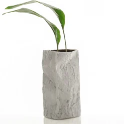 Erik-b vaso in ceramica effetto pietra colore grigio chiaro finitura opaca 16x16x30 cm