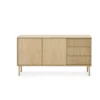 Ethel madia 2 ante 3 cassetti rovere dogato laminato gambe legno h79,8 l153,5 p39,5