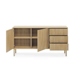 Ethel madia 2 ante 3 cassetti rovere dogato laminato gambe legno h79,8 l153,5 p39,5