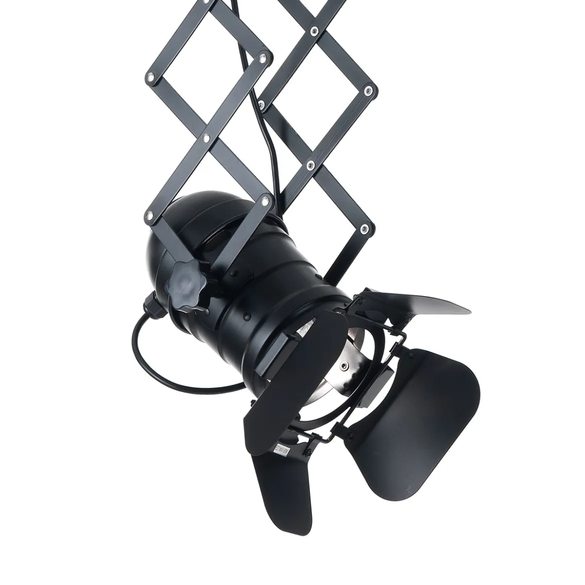Extension black lampadario in alluminio nero opaco struttura estensibile e faro direzionale d12x22 cm