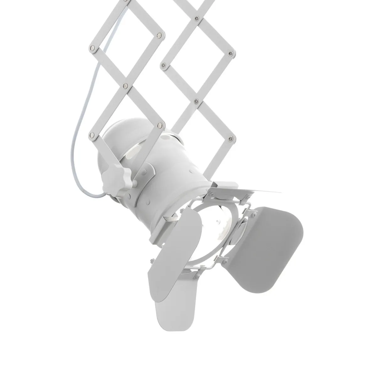 Extension white lampadario a pantografo in alluminio bianco opaco struttura estensibile e faro direzionale d12x22 cm