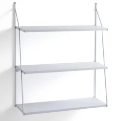 Fast big white mensola da parete 3 pannelli legno bianco opaco e filo acciaio bianco 60x20xh75 cm