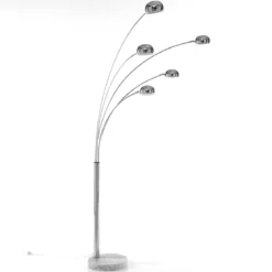 Fist cromo lampada da terra in metallo cromato base in marmo bianco h216 cm