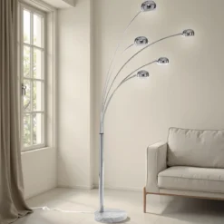 Fist cromo lampada da terra in metallo cromato base in marmo bianco h216 cm