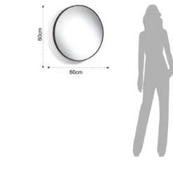 Fit-a black slim specchio da parete in acciaio finitura nero opaco d60 cm