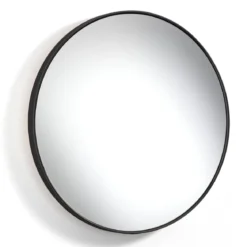 Fit-a black slim specchio da parete in acciaio finitura nero opaco d60 cm
