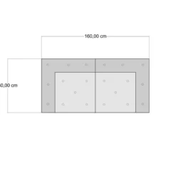 Fjulia-b divano 2 posti in rattan sbiancato rivestimento 100% cotone grigio scuro 160x80xh70 cm