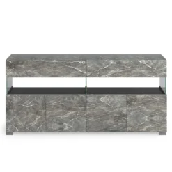 Float marble madia 4 ante 2 cassetti finitura marmo grigio antracite opaco e vetro 172x40xh81 cm